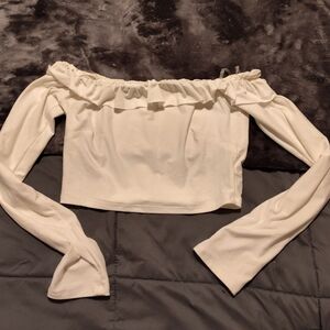 MUST BUNDLE - Blue blush Elegant Off-Shoulder White Top